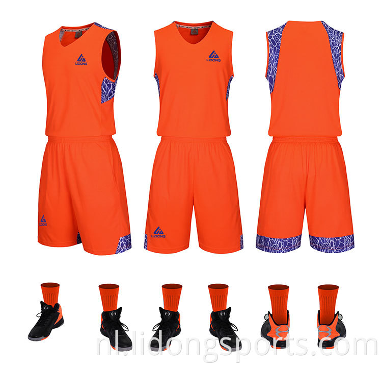 Groothandel School Jeugdbasketbaluniformen Nieuwste basketball jersey Design kleur oranje